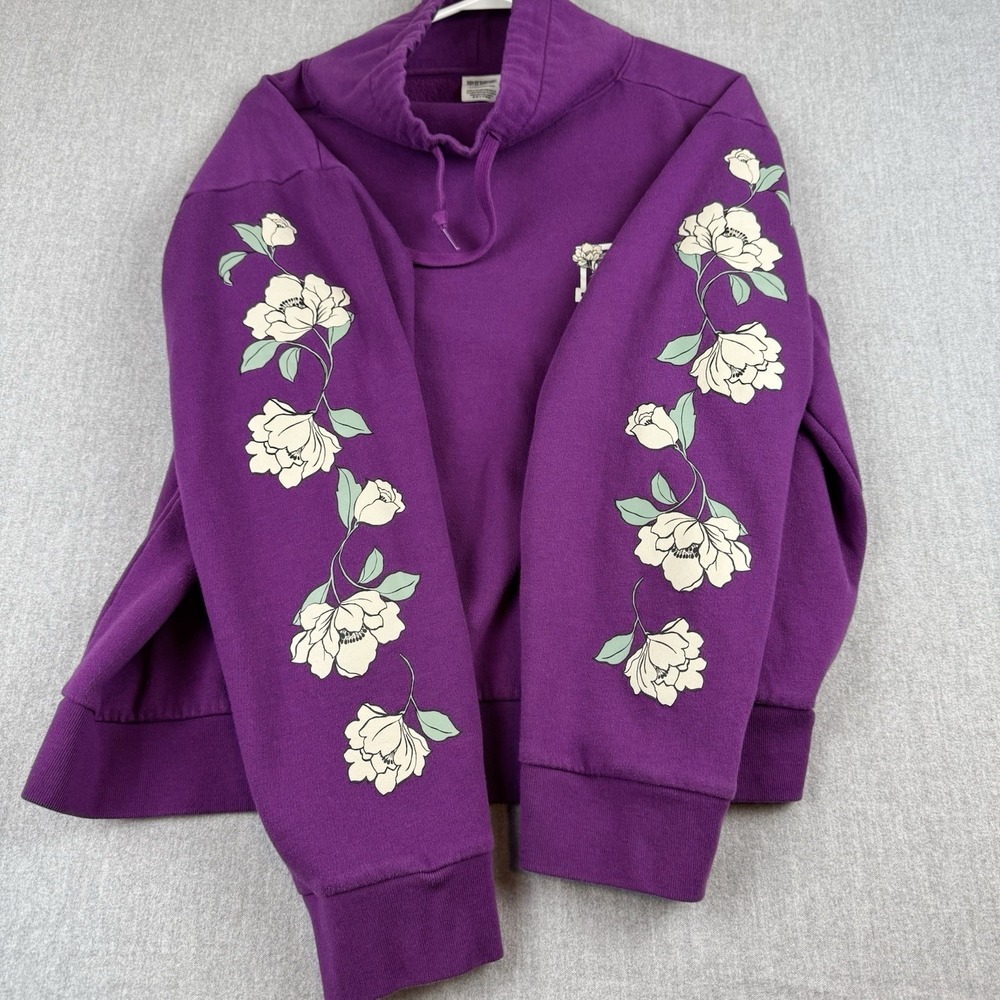 Pink Victorias Secret Fleece Lined Sweater Womens XL Violet Flower Sleeves - Picture 12 of 16
